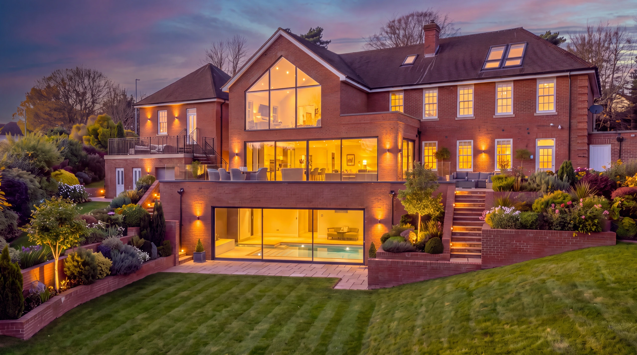The two storey side extension at Keresforth Hall Road in Barnsley in the evening