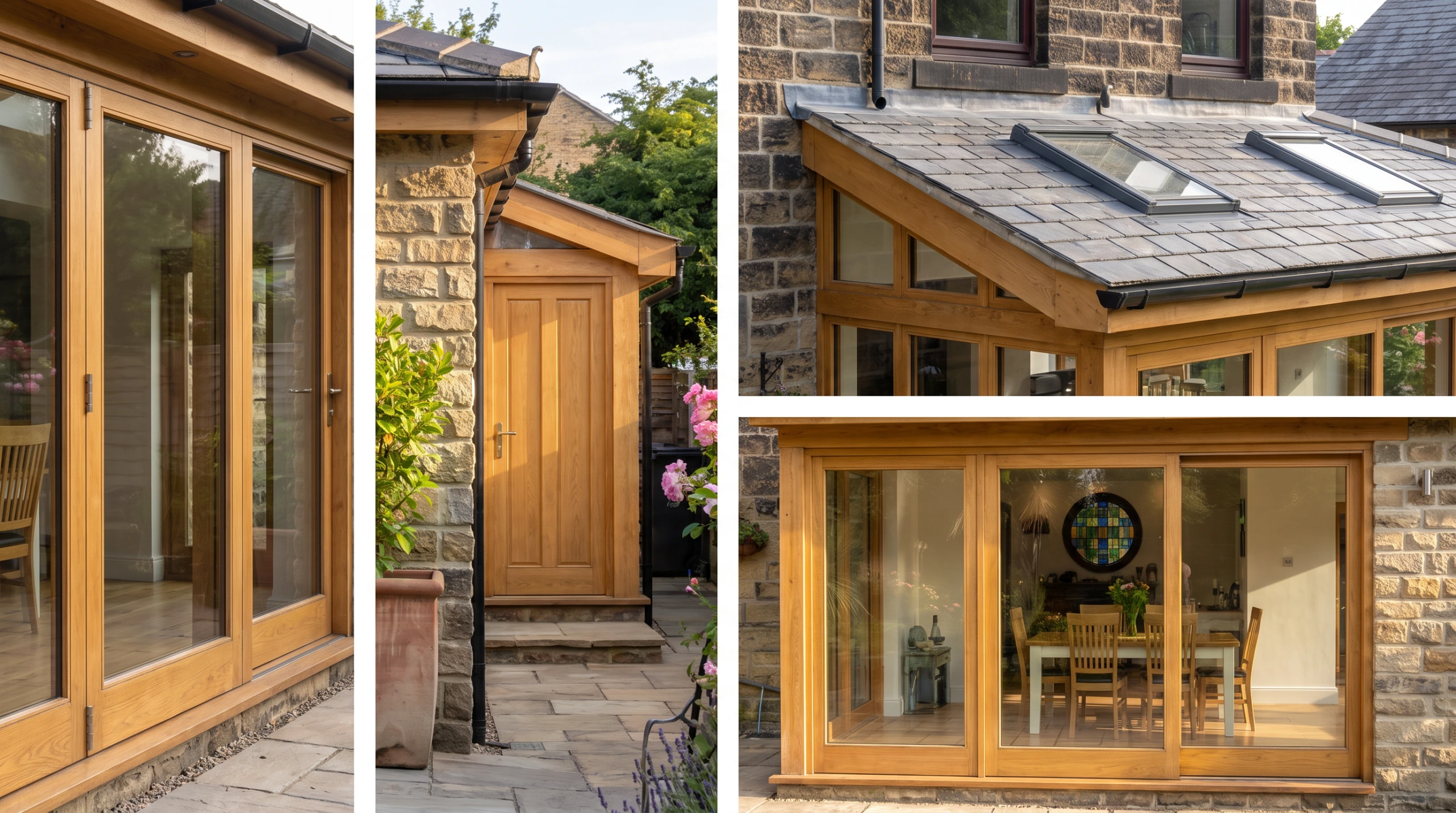 Oak framed doors and glazing on the extension at Manchester Road in Millhouse Green