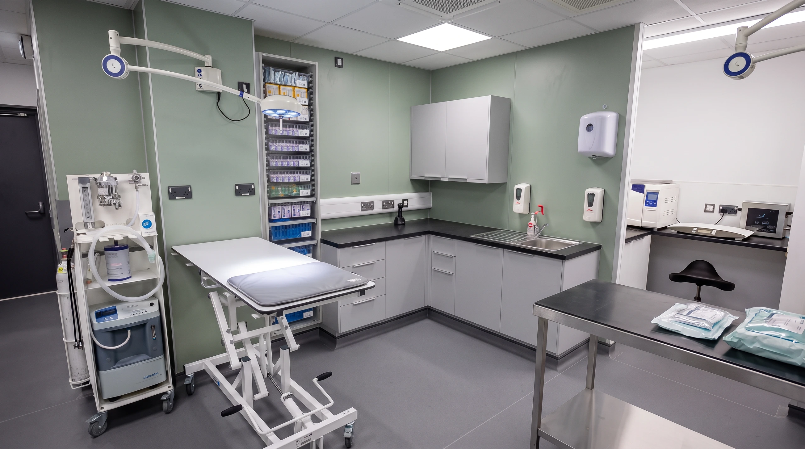 Architectural and interior design for a veterinary practice refurbishment. Internal view of the prep area.