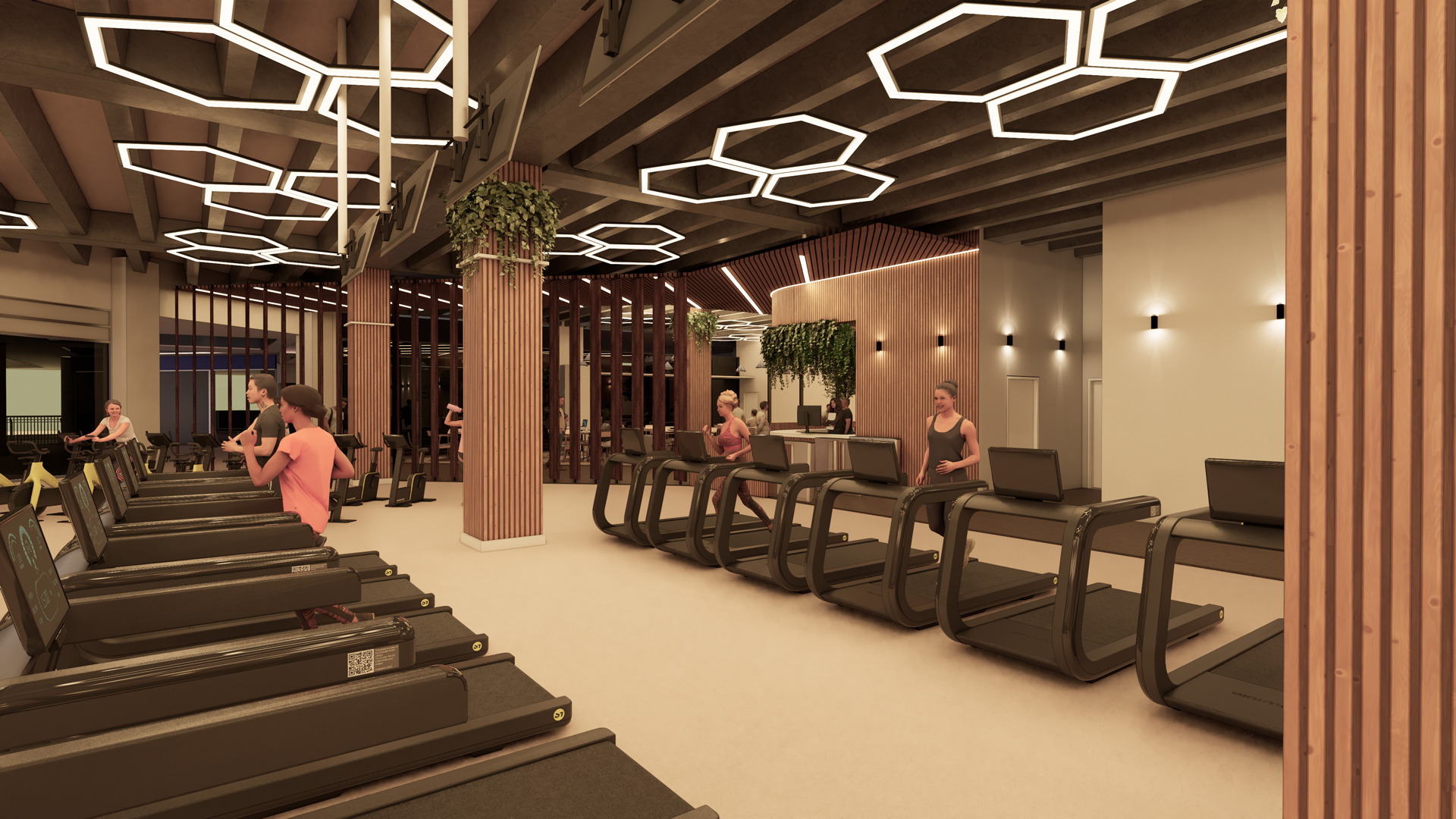 Gym floor and studio lighting at the Feel Good Hub, Barnsley
