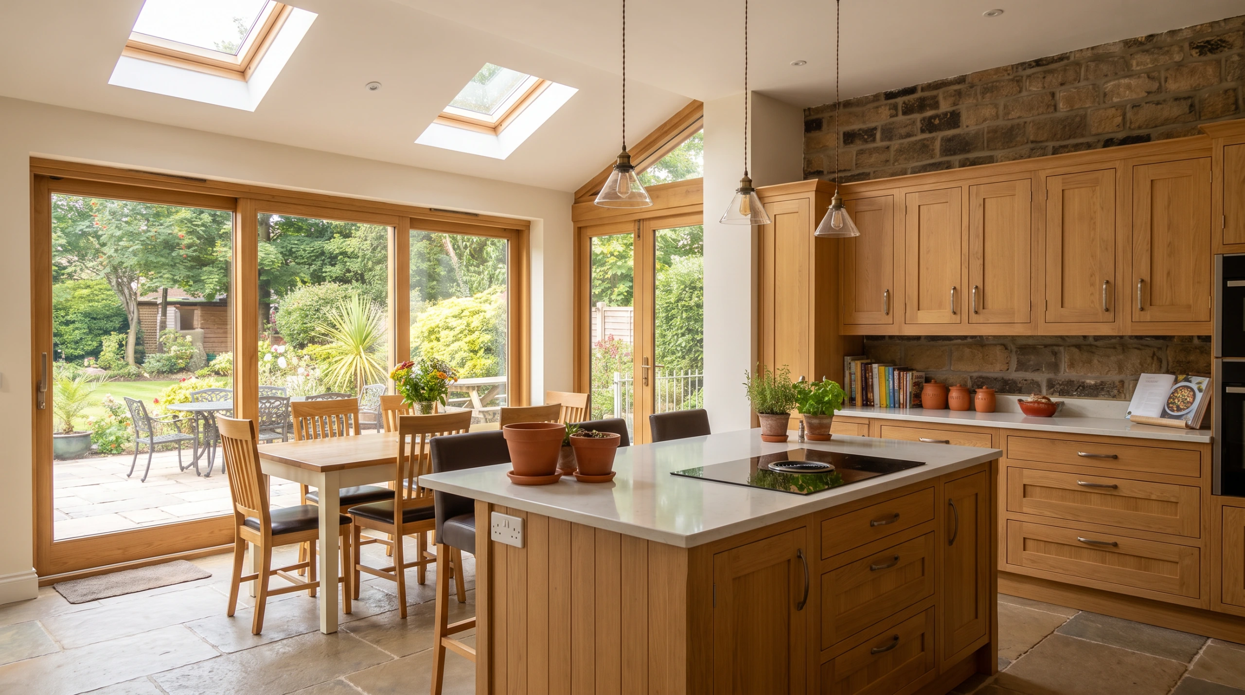 Kitchen and dining space inside the new extension at Manchester Road in Millhouse Green