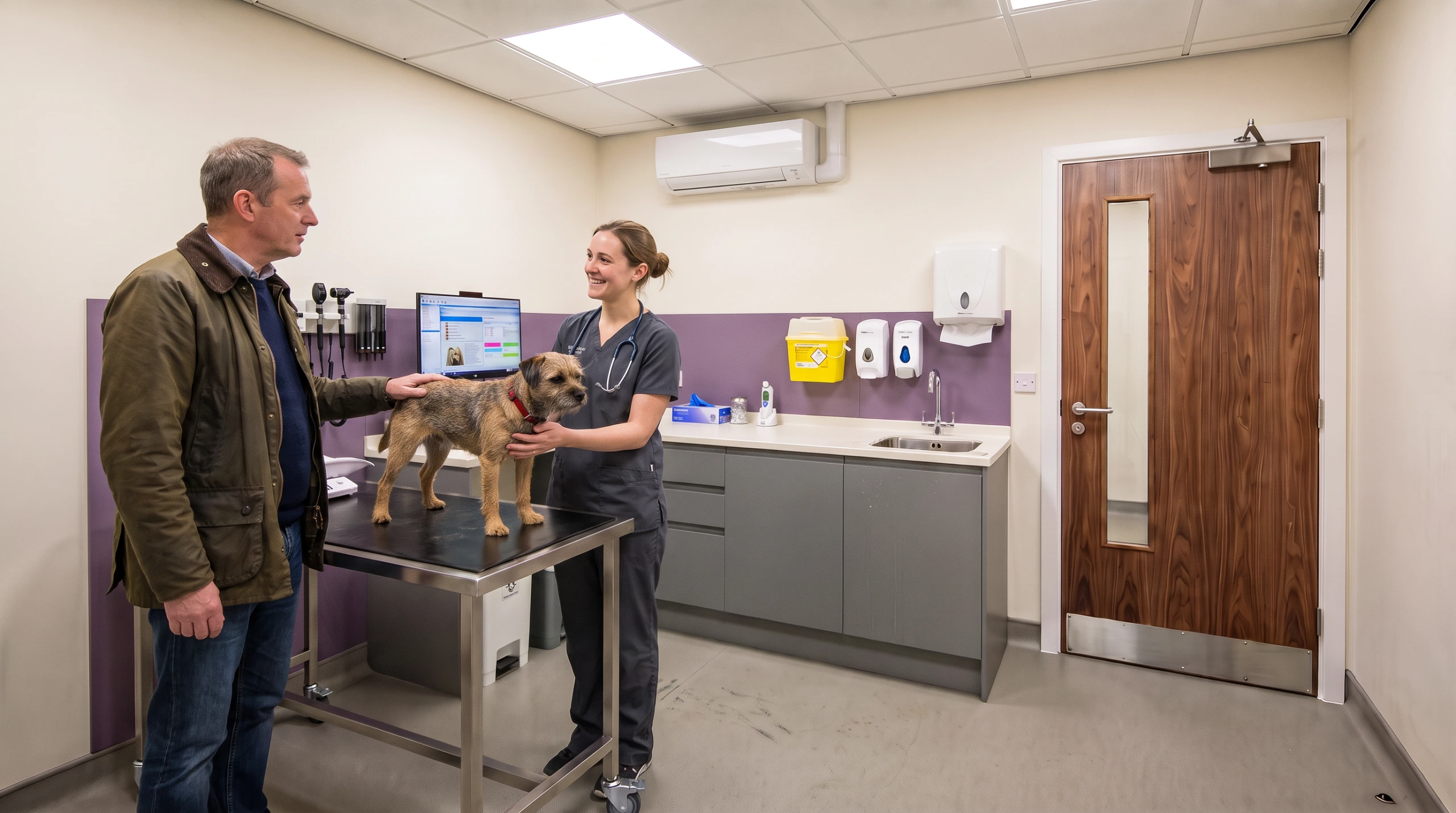 Architectural and interior design for a veterinary practice refurbishment. Internal view of the consult room.