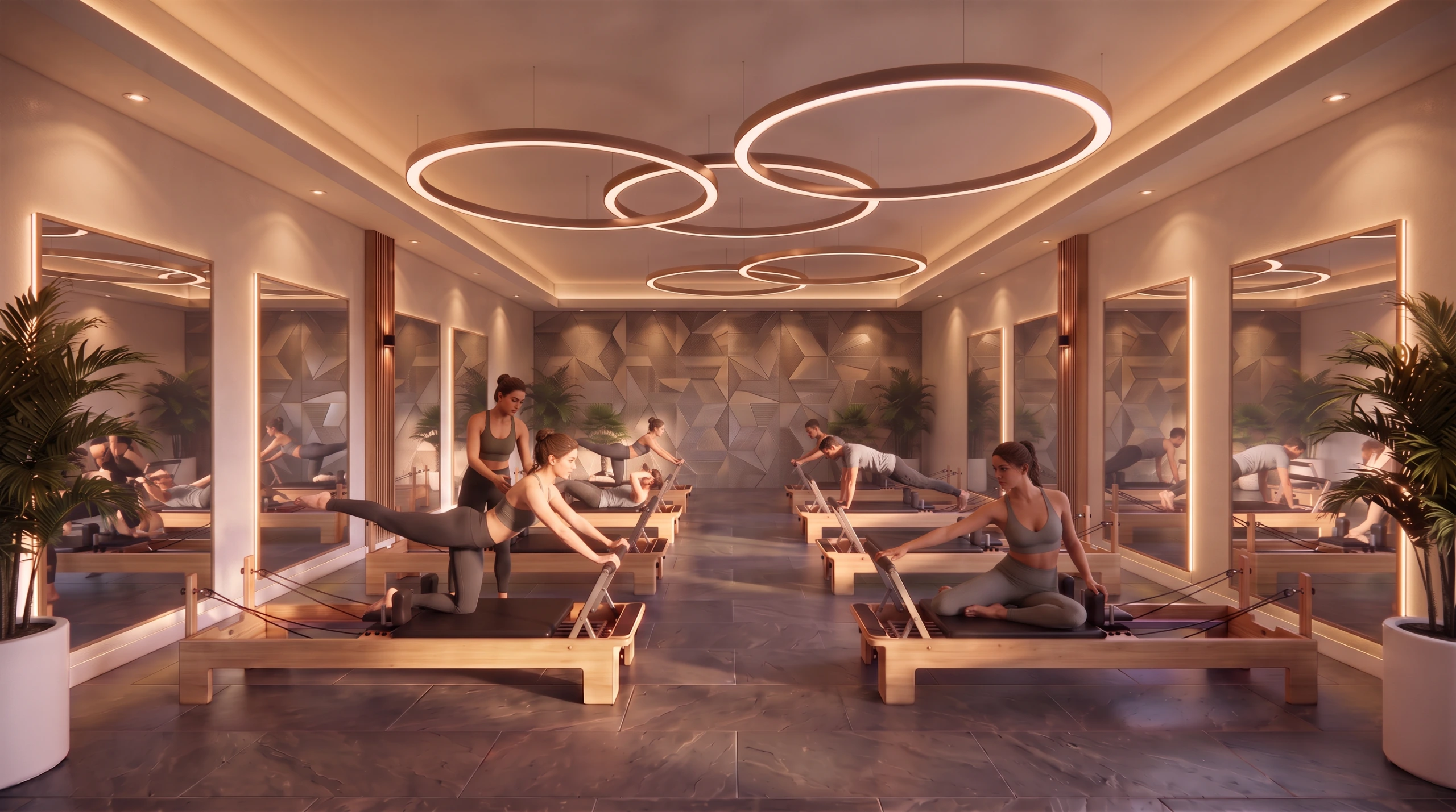 An image showing the interior design of a reformer pilates studio
