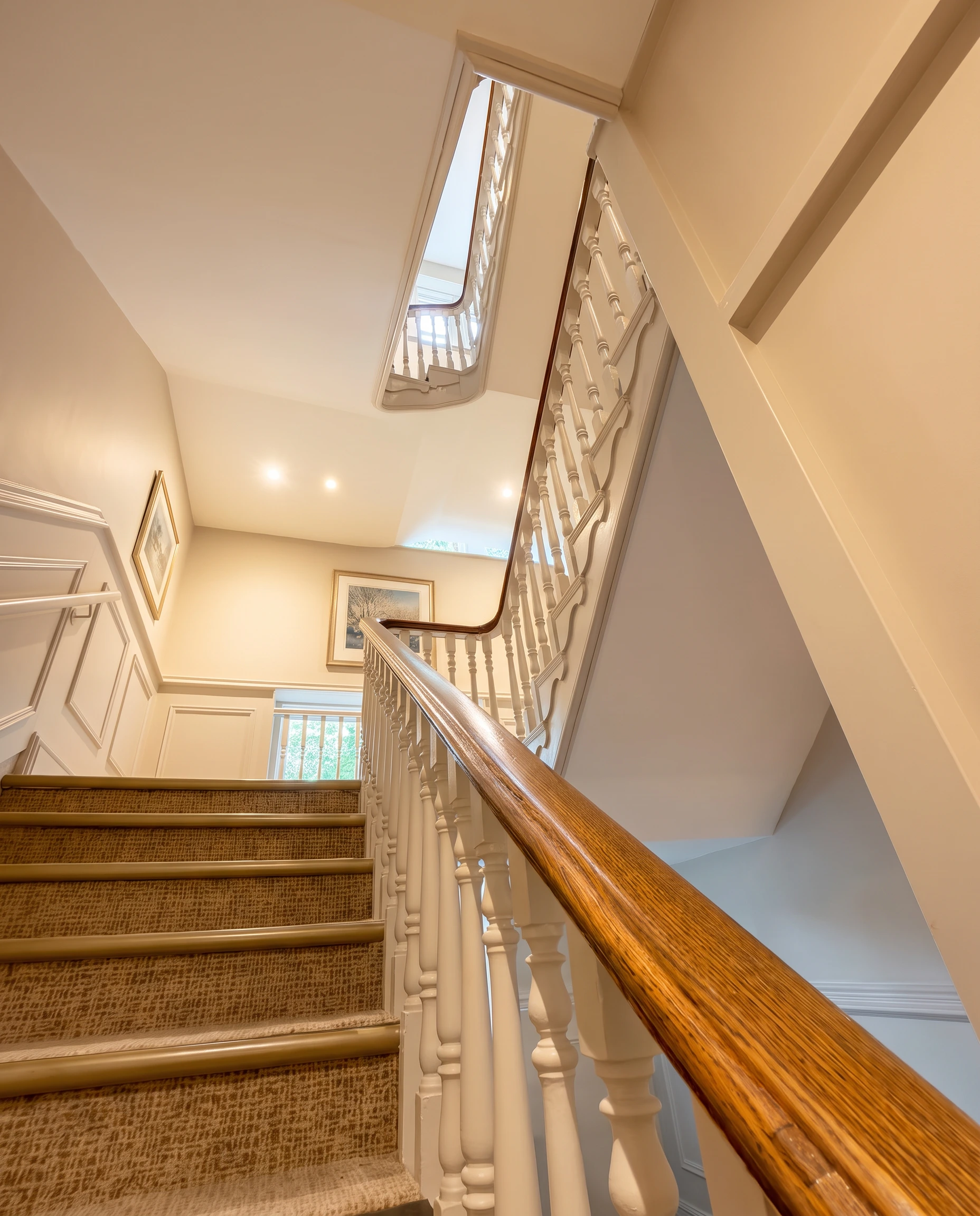 Architectural design services for the refurbishment of a residential care home in Ilkley. Photograph of the staircase.