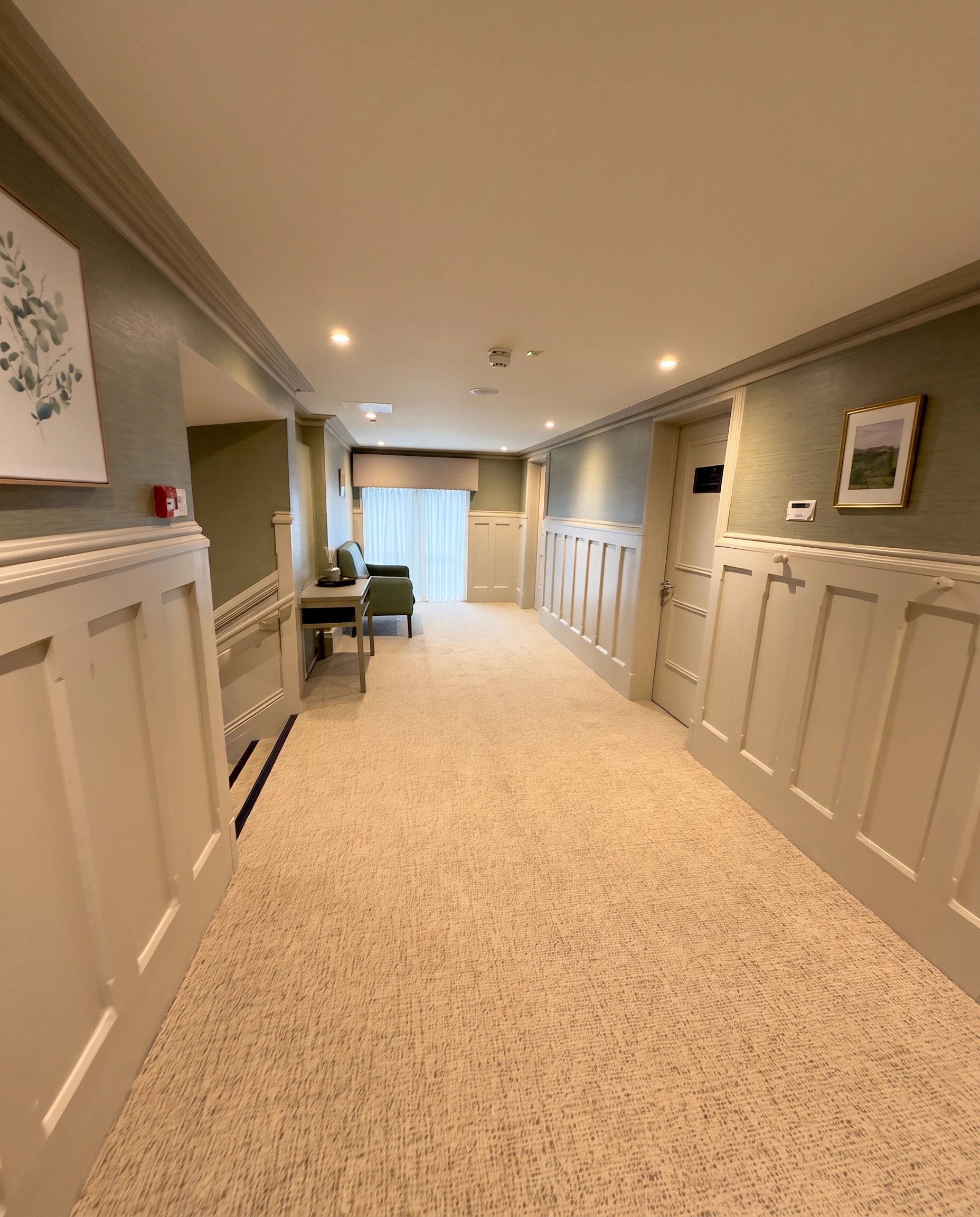 Architectural design services for the refurbishment of a residential care home in Ilkley. Photograph of the circulation.