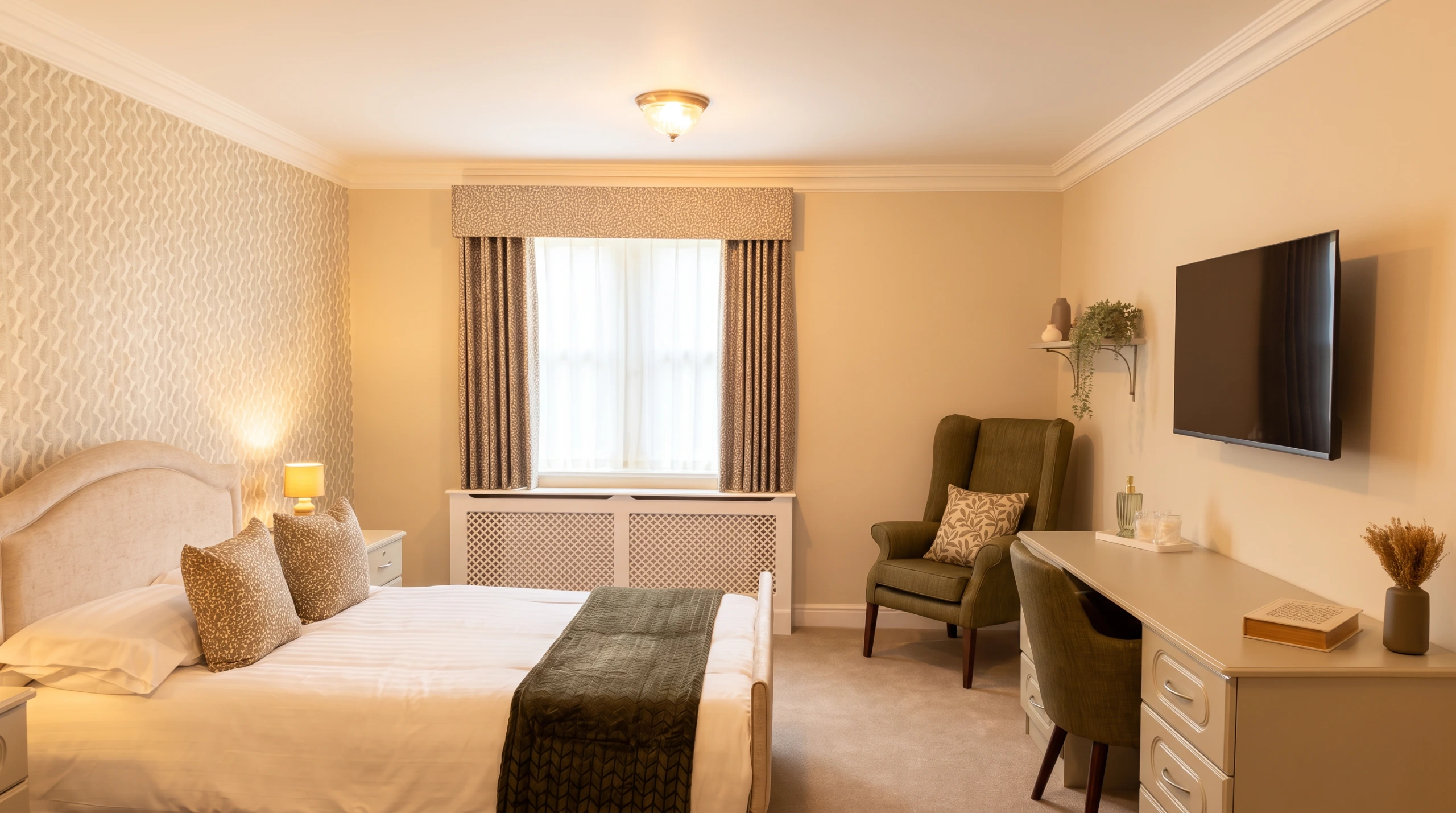 Architectural design services for the refurbishment of a residential care home in Ilkley. Internal view of a bedroom.