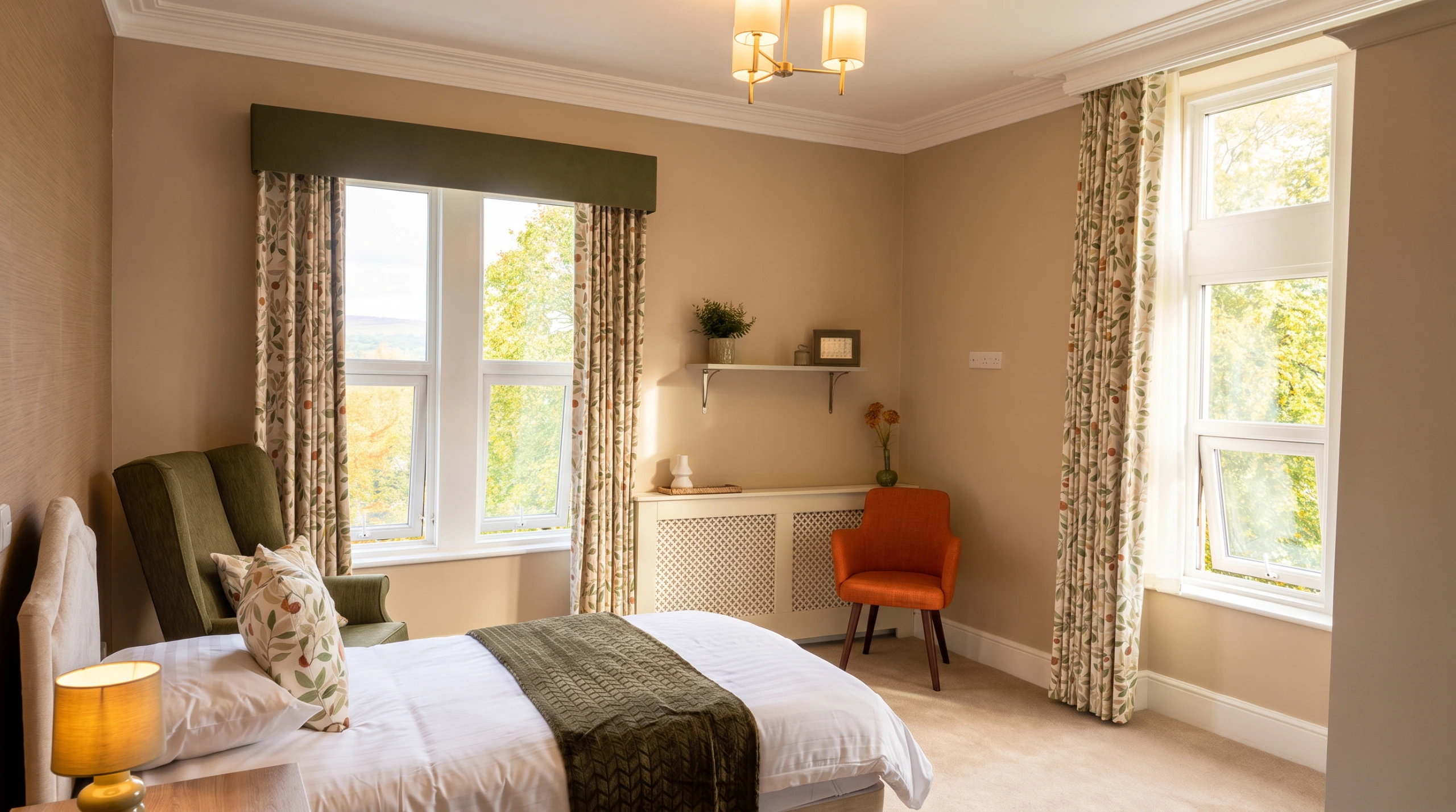 Architectural design services for the refurbishment of a residential care home in Ilkley. Internal view of a bedroom.
