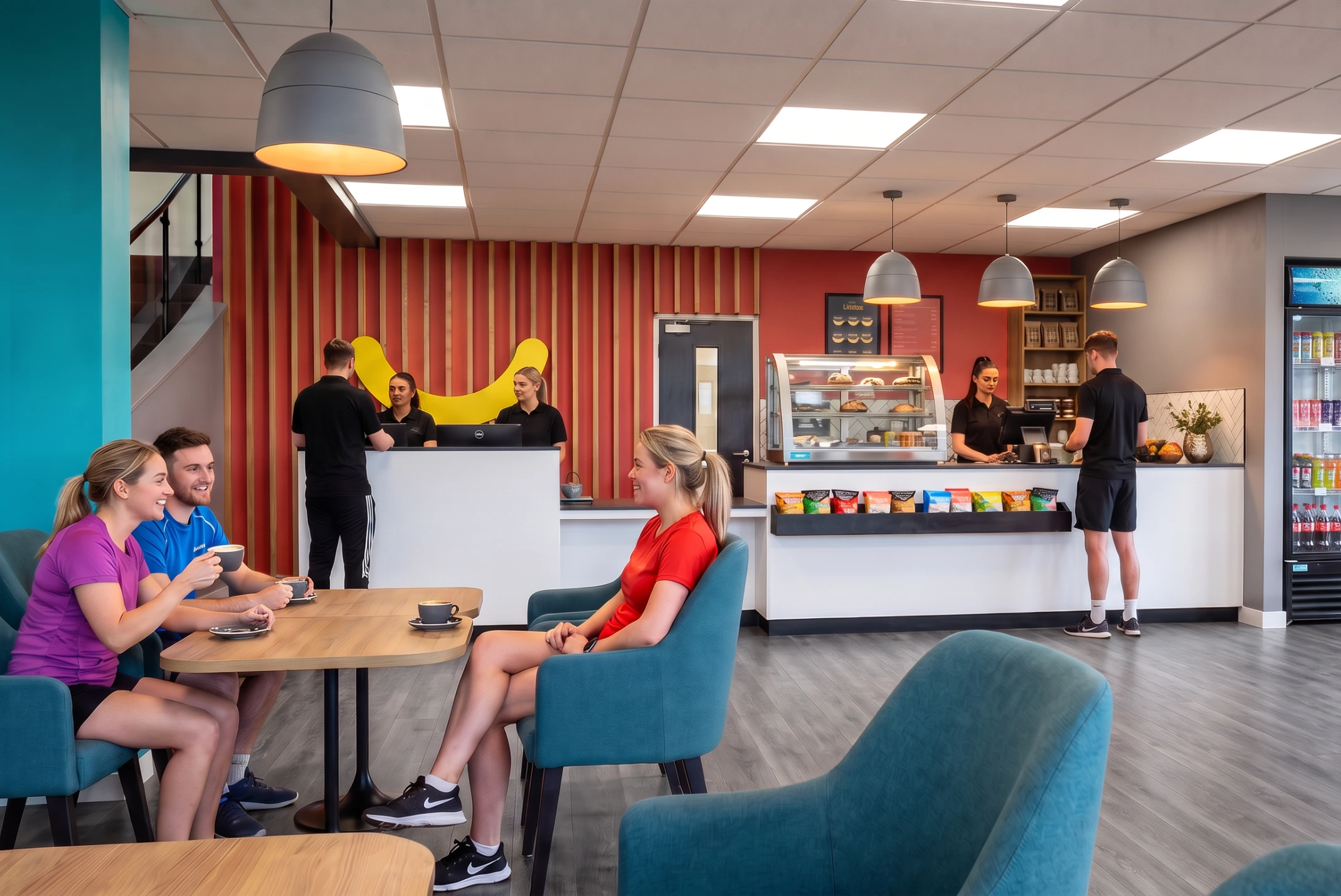 Interior view of a new reception and cafe area at Your Space Mansfield